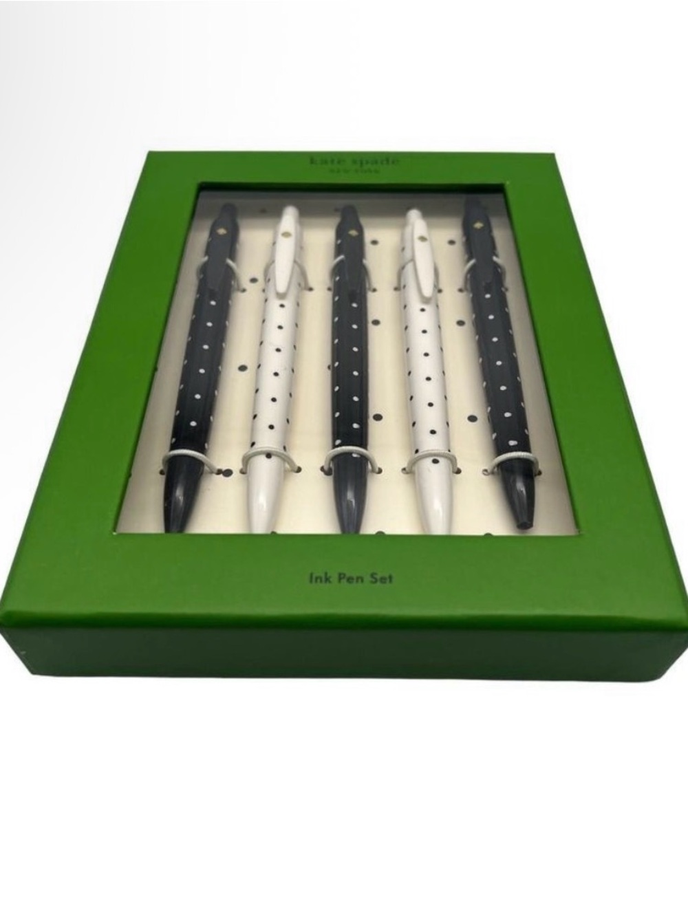 Kate Spade Black & White Polka Dot Pen Set (5) - Picture 3 of 4